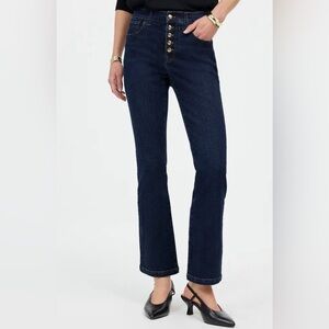 Madewell Dark Indigo Mid-Rise Kicked-Out Cropped Jeans